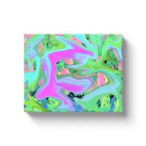Canvas Wraps, Retro Pink and Light Blue Liquid Art on Hydrangea
