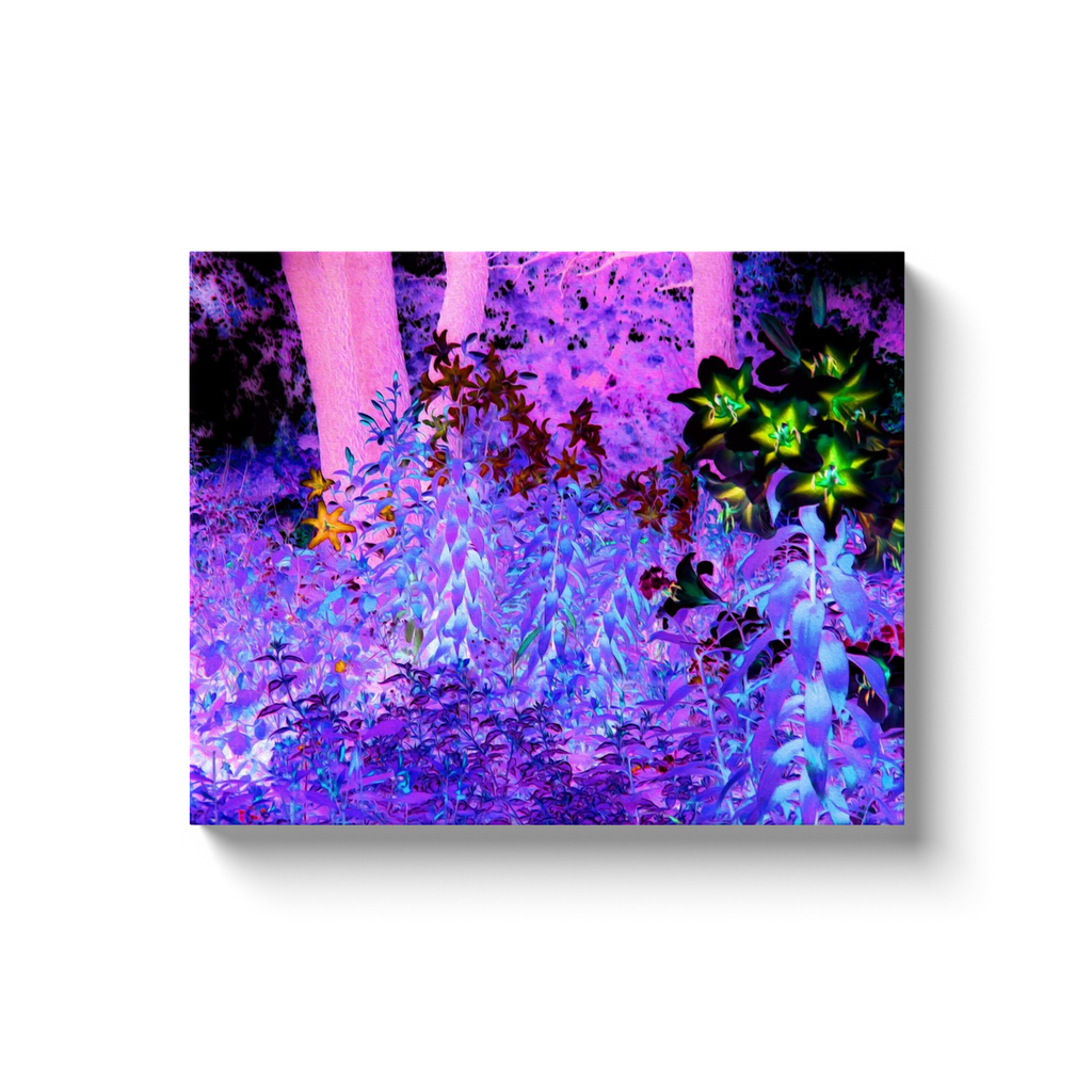 Canvas Wrapped Art Prints, Spooky Black and Crimson Lily Garden Landscape