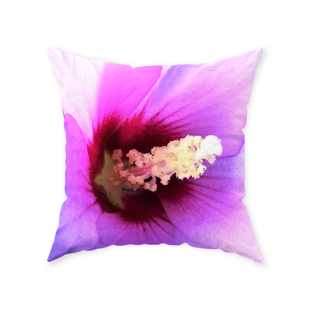 Floral Floor Pillows, Stunning Pink Hibiscus with Crimson Center