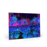 Glass Cutting Boards, Impressionistic Dark Blue and Red Garden Landscape