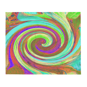 Throw Blankets, Cool Retro Autumn Colors Liquid Art Swirl Painting