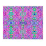 Throw Blankets, Cool Magenta, Pink and Purple Dahlia Pattern