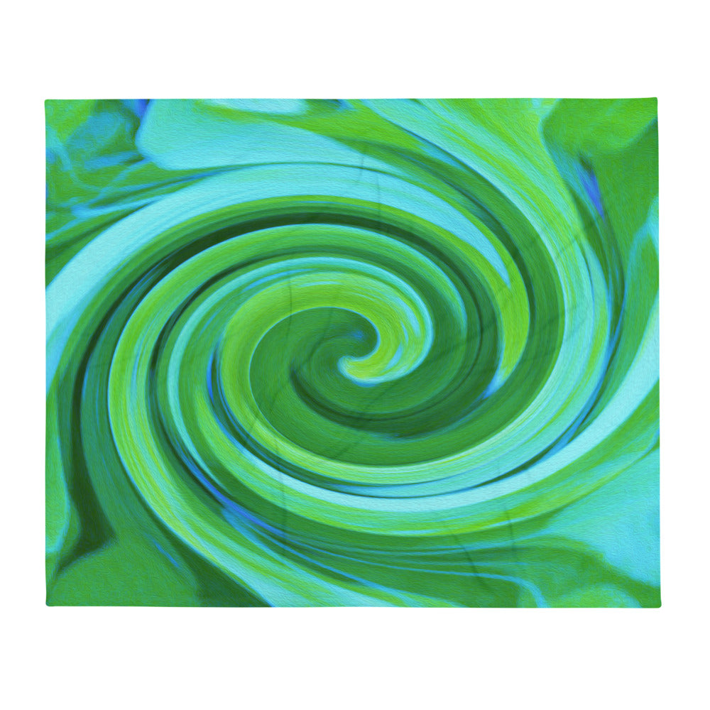 Throw Blankets, Groovy Abstract Turquoise Liquid Swirl Painting
