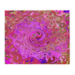 Throw Blankets, Hot Pink Marbled Colors Abstract Retro Swirl