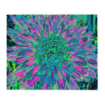 Throw Blankets, Psychedelic Magenta, Aqua and Lime Green Dahlia