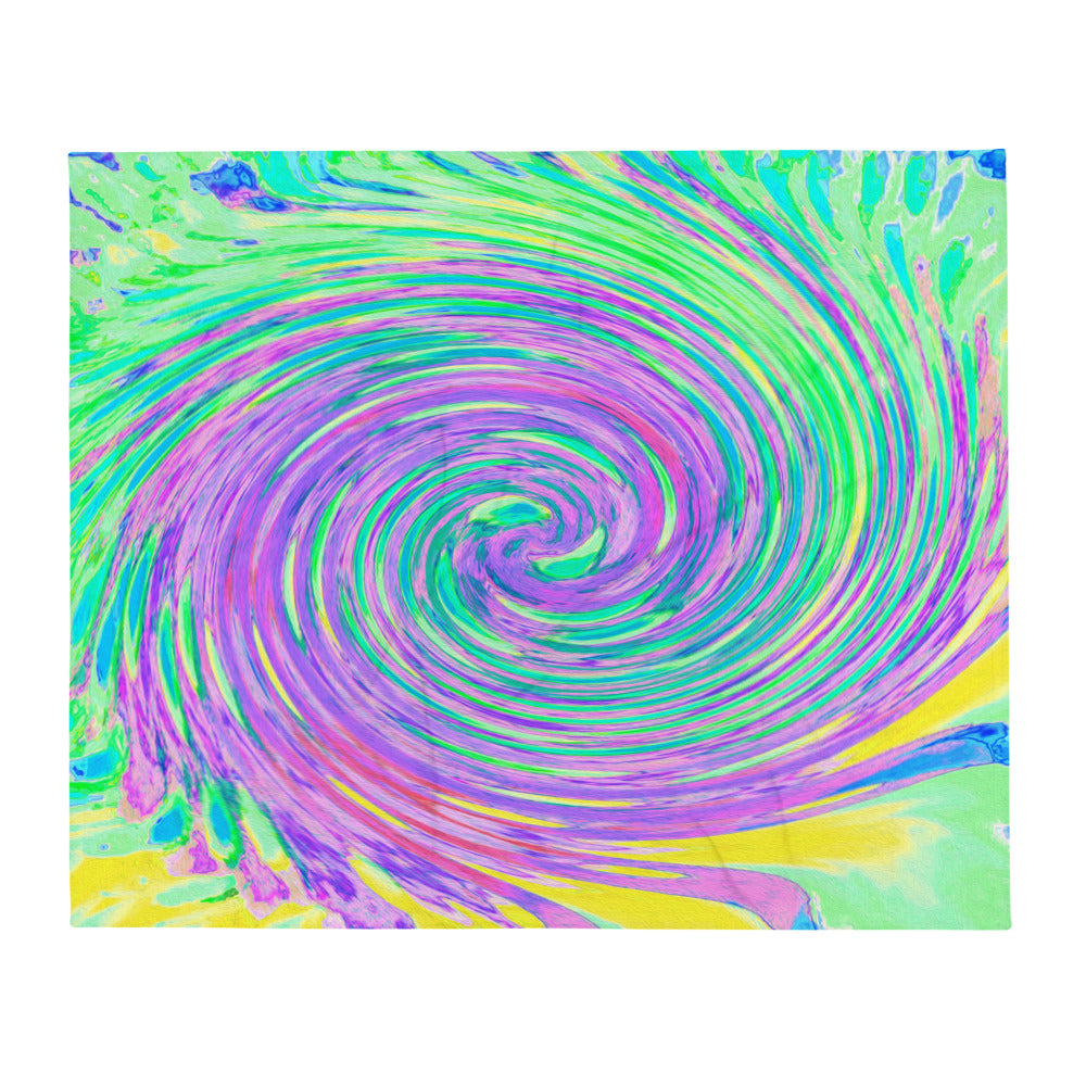 Throw Blankets, Turquoise Blue and Purple Abstract Swirl
