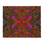 Throw Blankets, Abstract Trippy Orange and Magenta Butterfly