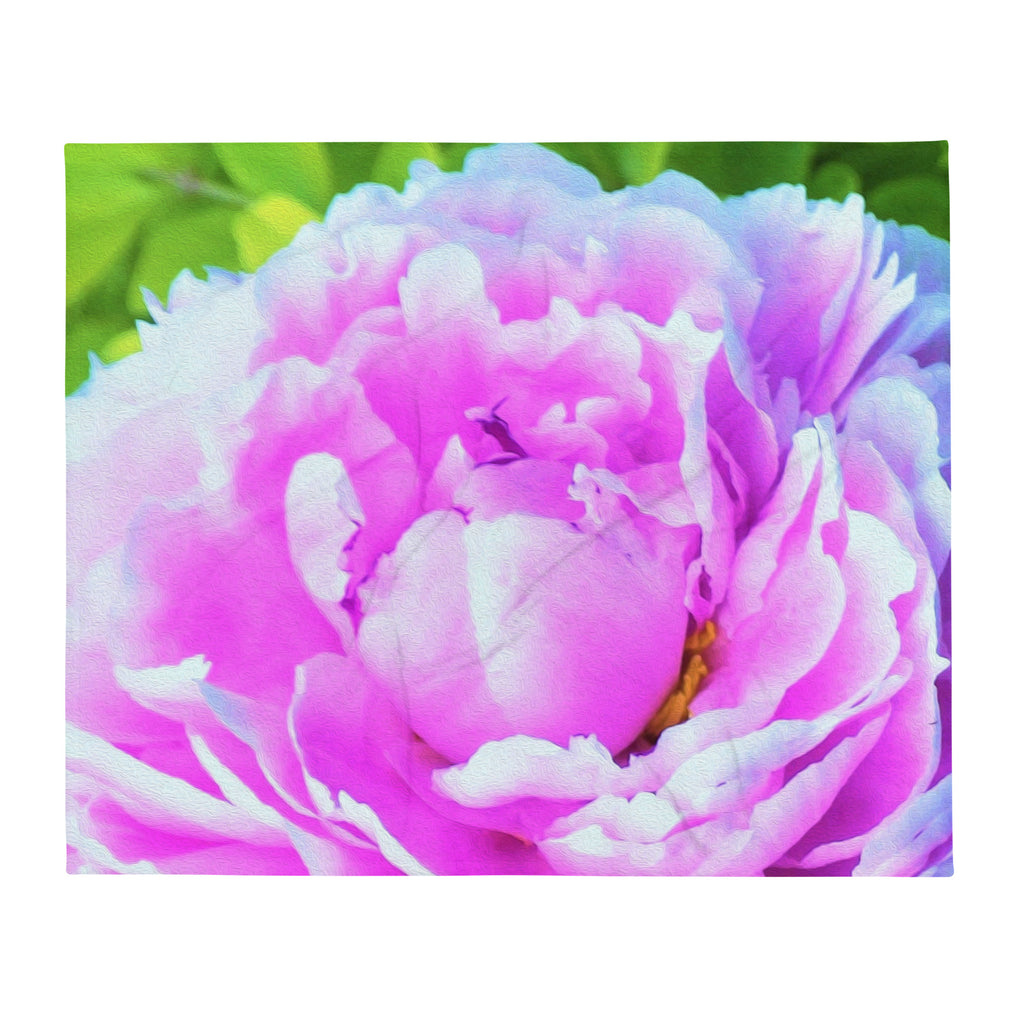 Throw Blankets, Stunning Double Pink Peony Flower Detail
